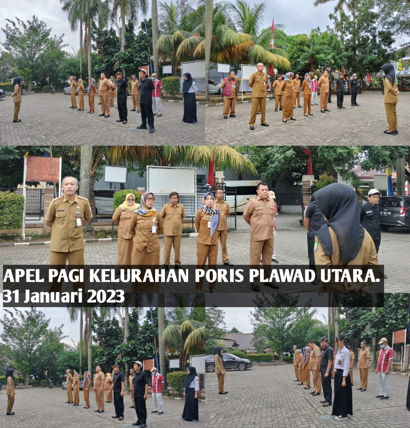 Pelaksanaan apel pagi Kelurahan Poris Plawad Utara 