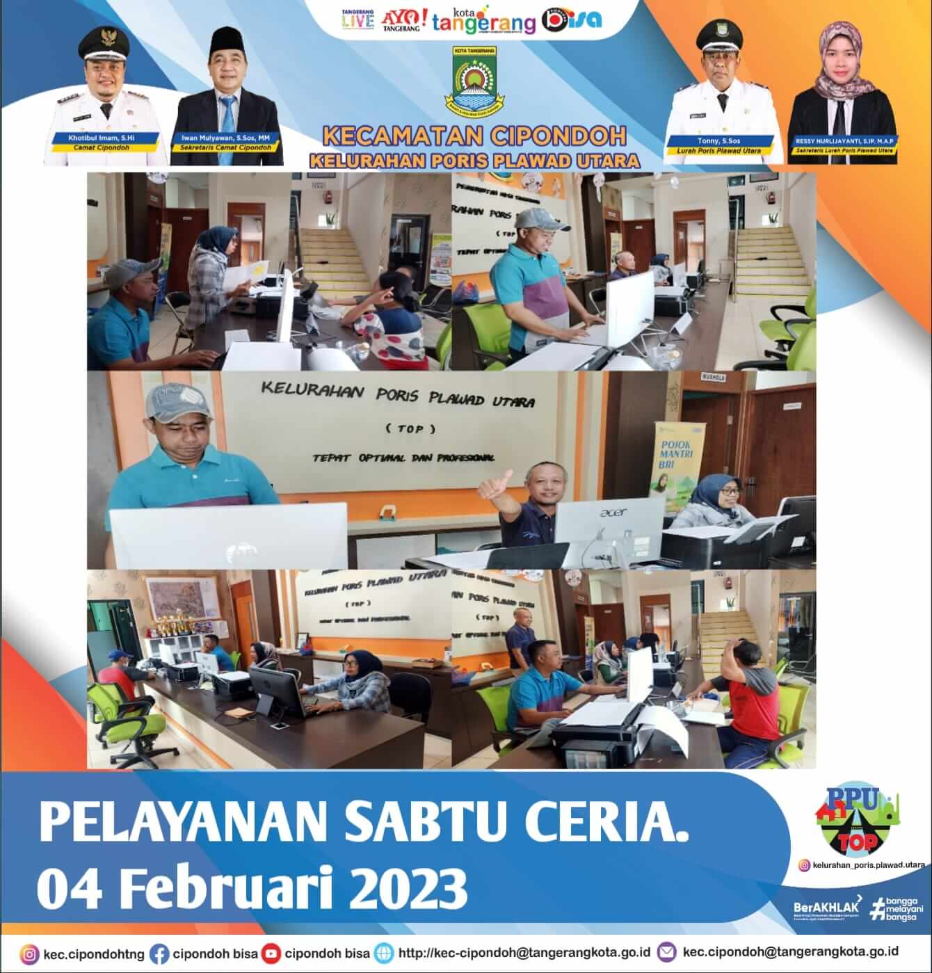 Rayakan HUT Kota Tangerang, Kelurahan Poris Plawad Utara Hadirkan Pelayanan Hari Sabtu Ceria.